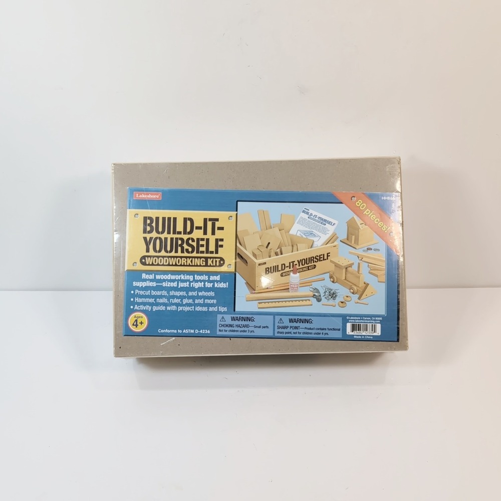 Lakeshore Build-It-Yourself Woodworking Kit HH866 Natural Wood 80 pcs Ages 4+